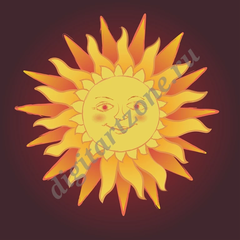 Солнце в векторном масштабируемом формате. Иллюстрация солнца в стиле язычников. Языческое солнце...