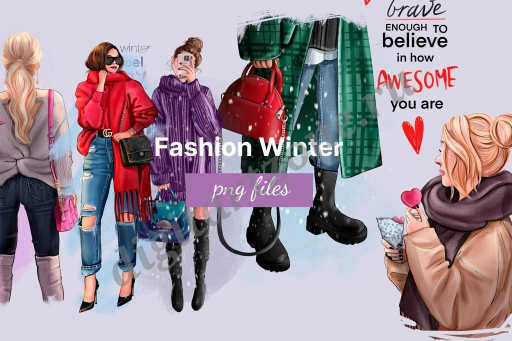 Fashion фэшн иллюстрации - девушки зимой