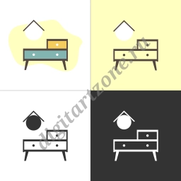 Иконка мебели для спальни. Двухцветная, одноцветная, черная и белая