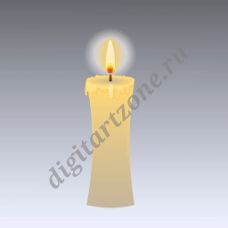 Горящая свеча на светлом фоне, векторная иллюстрация.