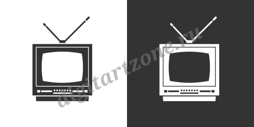 Иконка ретро телевизора. Черная и белая