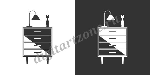 Мебельная иконка с тумбочкой. Черная и белая