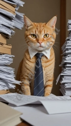 Рыжий кот, офисный работник.