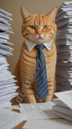Рыжий кот, офисный работник.