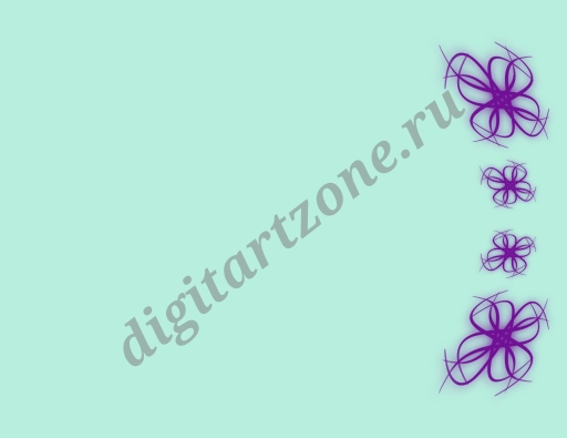 Украшение сбоку Цветы Фиолетовые на Бирюзовом