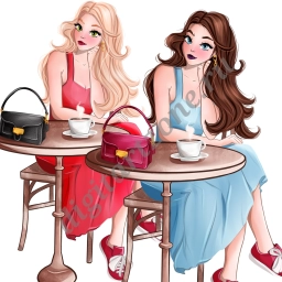 Девушка за столиком в летнем кафе