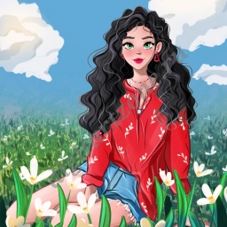 Девушка на цветочном поле