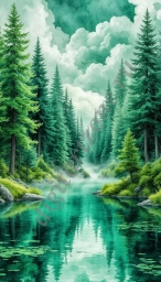 Сказочная красота леса и воды.
