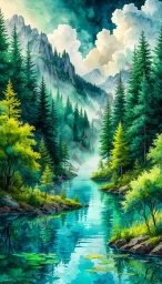 Сказочная красота леса и воды.