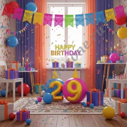 Открытка с Днем рождения 29 лет