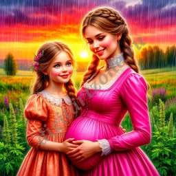 Рисунок беременной девушки