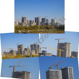 Строящиеся дома и башенные краны (5 фото)