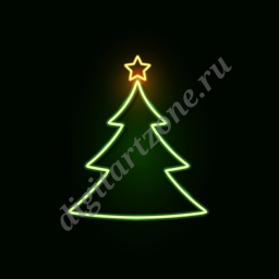 Ёлка с пятиконечной звездой и неоновой подсветкой.