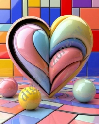 Сердечко в стиле нео-Мондриан для печати на изделиях