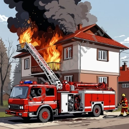 Пожарная машина на пожаре