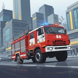 Пожарная машина в городе