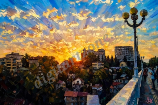 60х40 Сочи Закат с Верещанинского моста